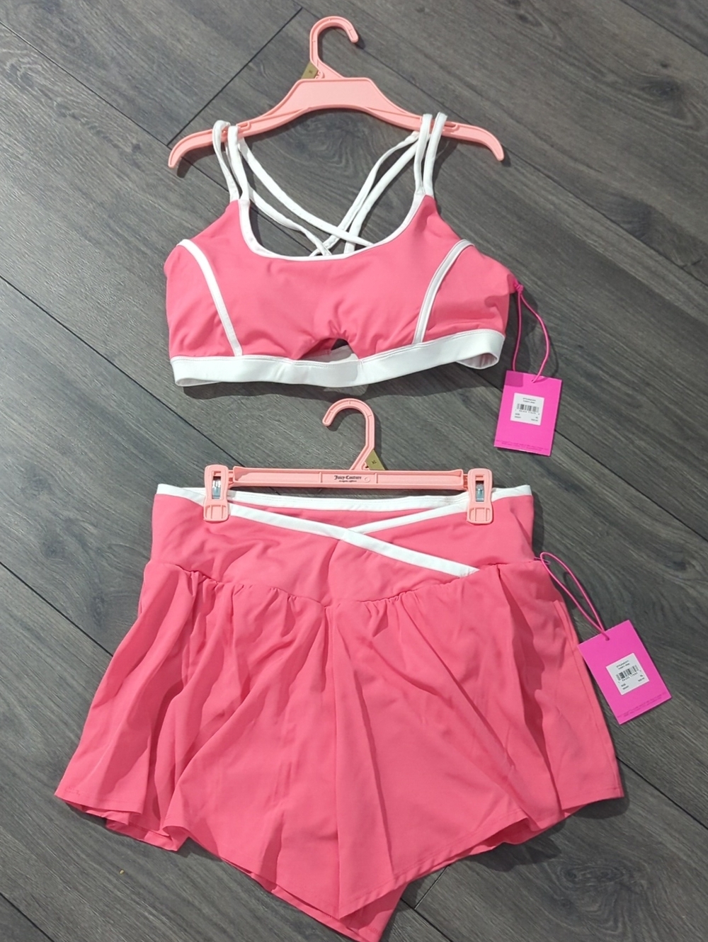 Juicy Couture Pink Strappy Sports Bra & Skort Set